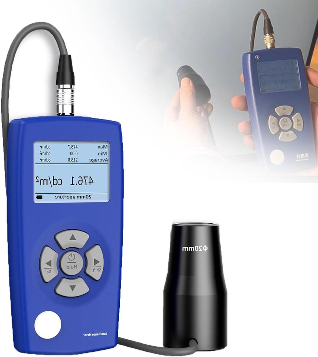 Digitale Lichtmeter - Luminantietester - Schermanalyse - Dubbele Sonde - 1 Miljoen cd/m² - Zwart