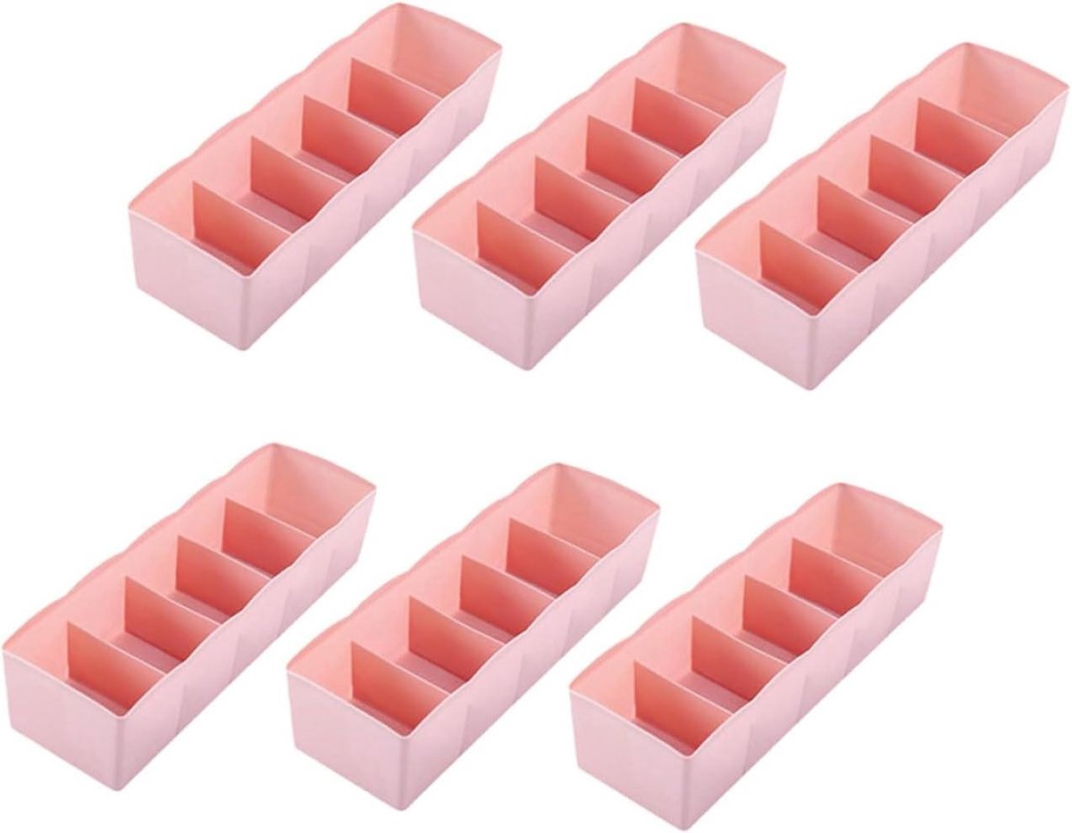 Ondergoed Organizer - Lade Caddy - Kast Ordenen - Stapelbaar Ontwerp - 6 Stuks - Roze