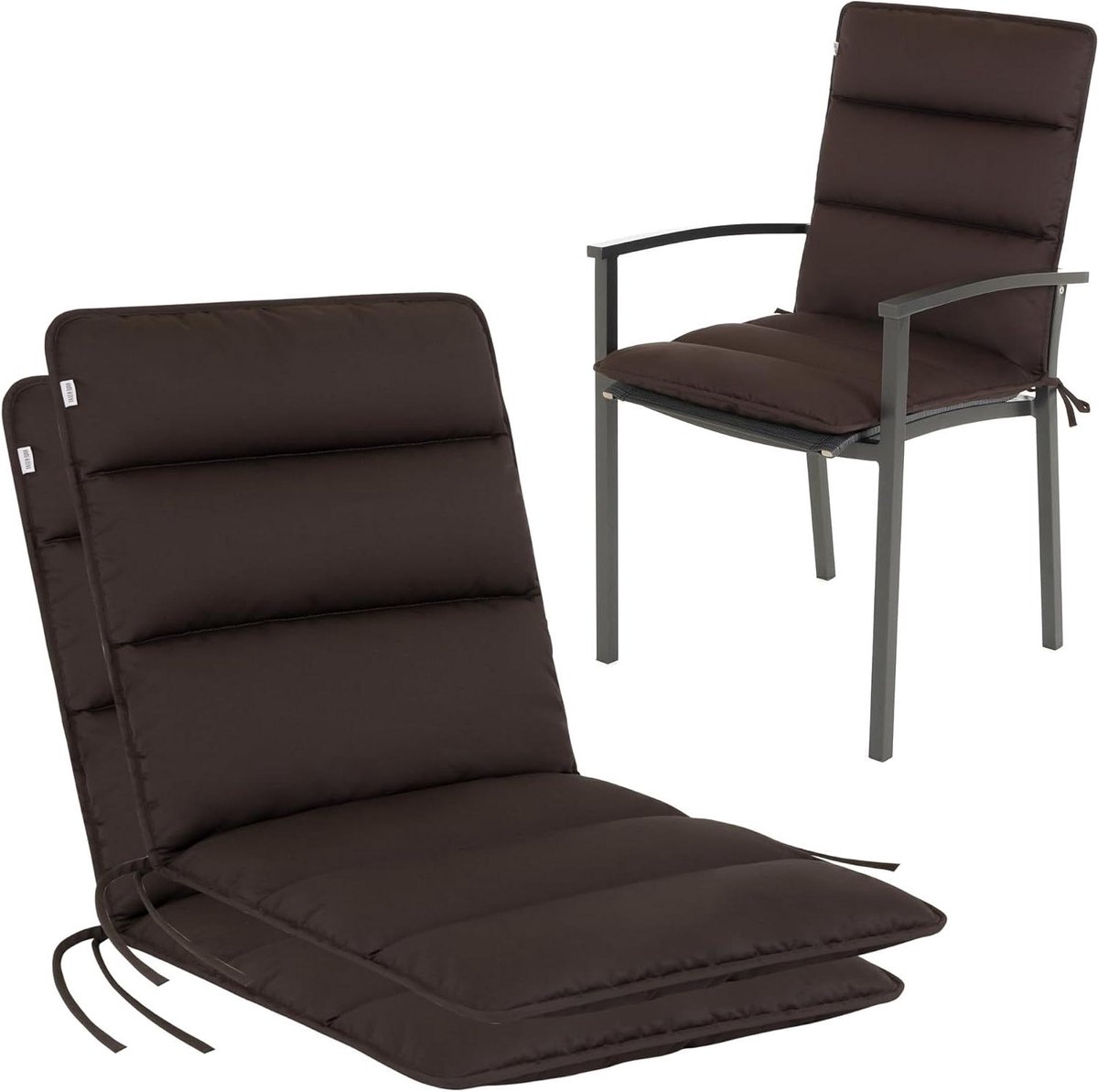 Tuinstoelkussens Set - Buitenkussens Stoel - Comfortabel Zitten - Wasbaar tot 95°C - 100x48 cm - Donkerbruin