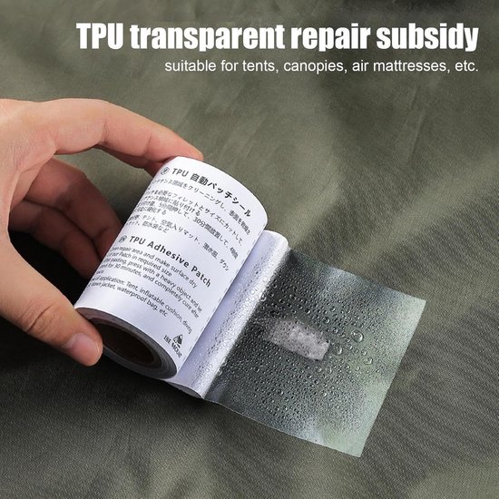 Reparatieset Luchtbed - Tent Tape - Outdoor Reparatie - Waterdicht Duurzaam - 75 x 375 cm - Transparant — afbeelding 2