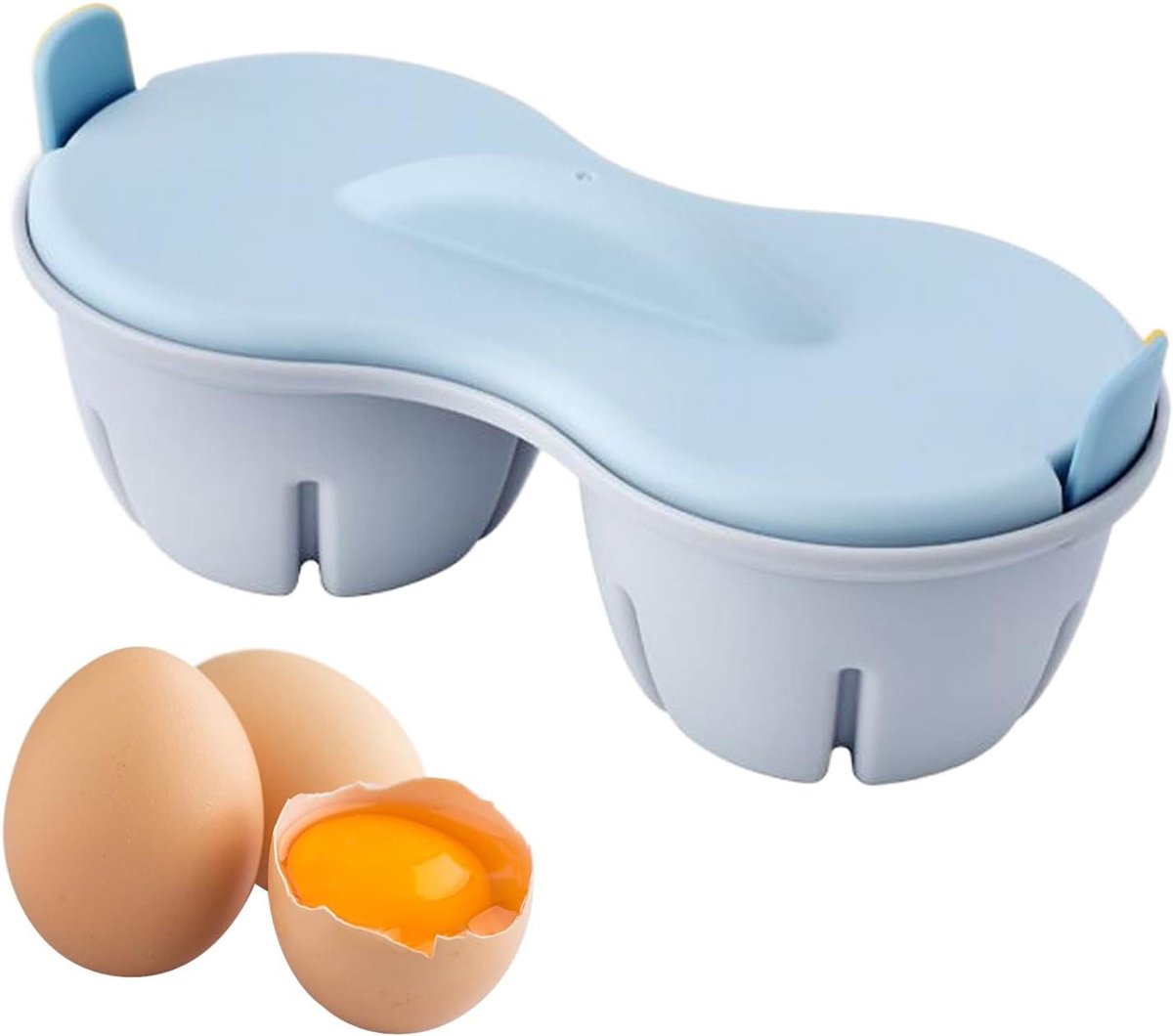 Magnetron Eierketel - Eierkoker Stomer - Snel Eieren Koken - Dubbele Caviteit - 22 cm - Blauw