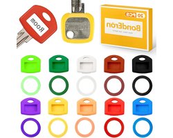 Set van 20 Flexibele Silicone Sleutelhoezen voor Eenvoudige Identificatie, 10 Kleuren, Geschikt voor Huissleutels en Kantoorgebruik