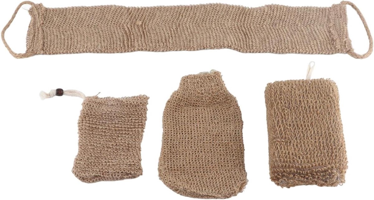 Jute Badset - Scrub Set - Huid Reinigen - Concaaf Convex Oppervlak - 28 x 17 x 6 cm - Natuurlijk