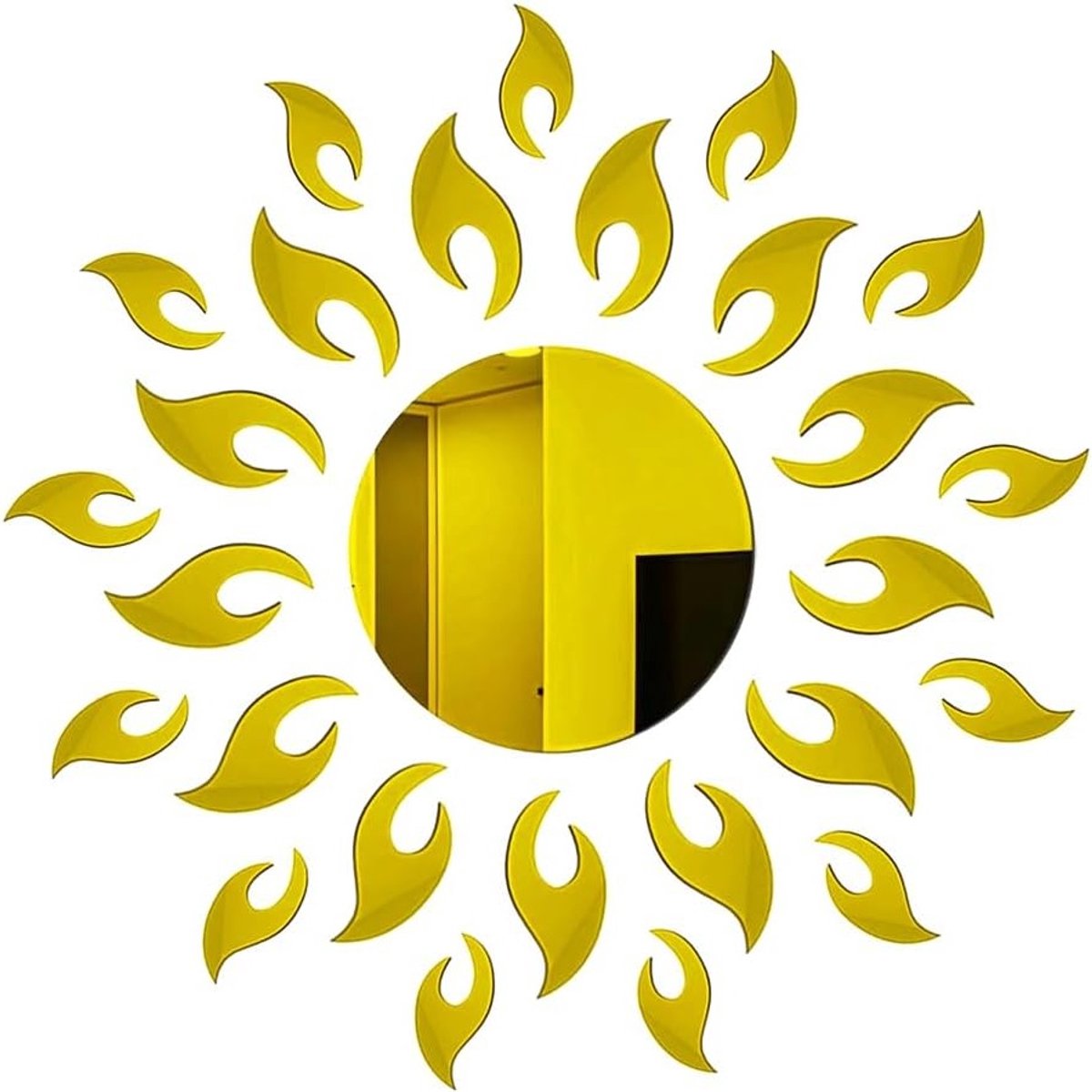 3D Zonnebloem Spiegel Wandstickers van Goud Acryl, Zelfklevende DIY Wanddecoratie voor Woonkamer, Slaapkamer en TV Achtergrond