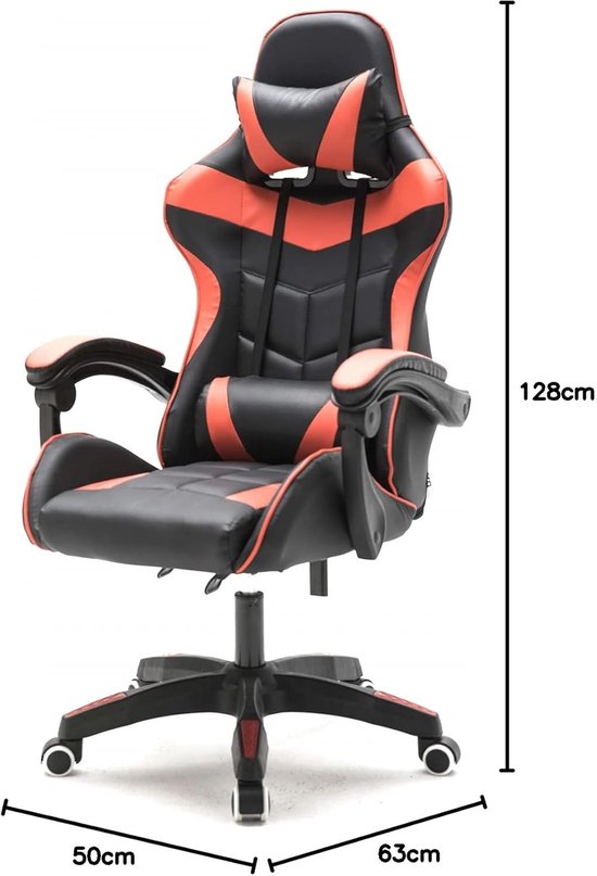 Gamestoel Racing - Bureaustoel Gamen - Comfortabel Zitten - Ergonomisch Ontwerp - 128 cm Hoog - Rood Zwart — afbeelding 4