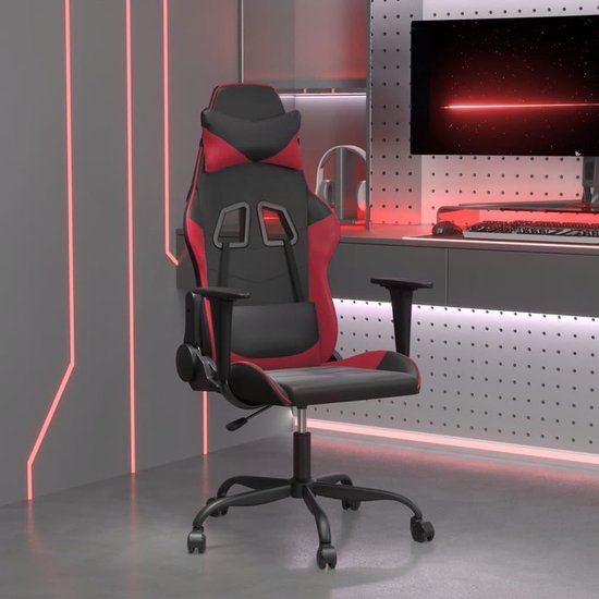 Gaming Stoel - Comfortabele Fauteuil - Ontspannen Zitten - Met Massagefunctie - 1 stuk - Zwart en wijnrood — afbeelding 2