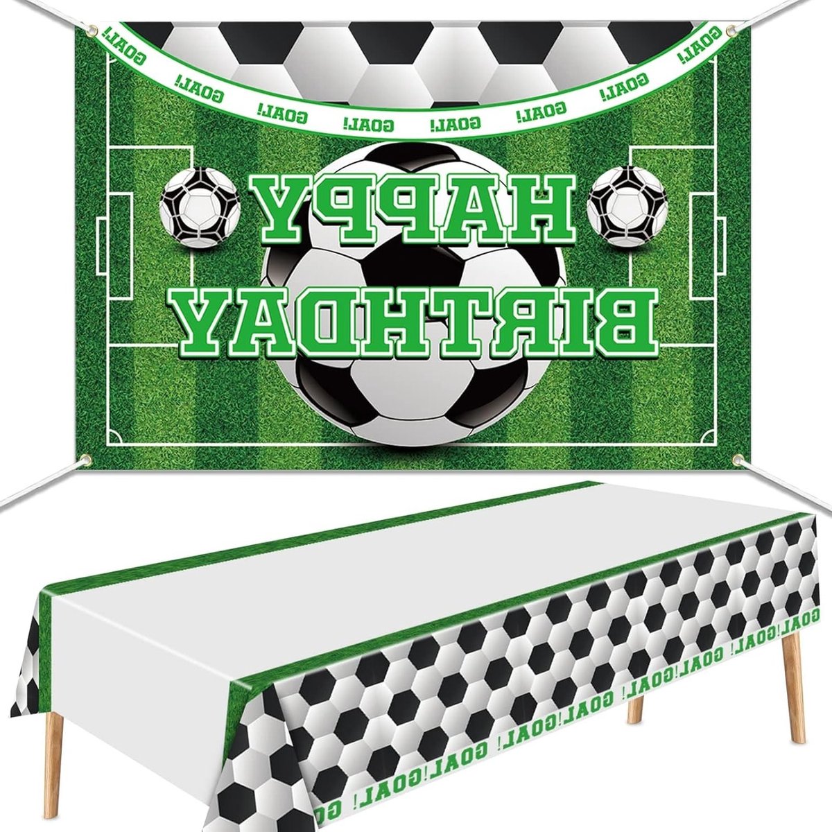Voetbal Tafelkleden 220x130cm | Plastic Tafelkleed voor Kinderfeestjes | Versiering voor Voetbaljarigen