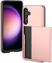 Coque iMoshion Convient pour Samsung Galaxy S24 - Espace pour 2 cartes - Couverture arrière iMoshion avec porte-cartes - Or rose