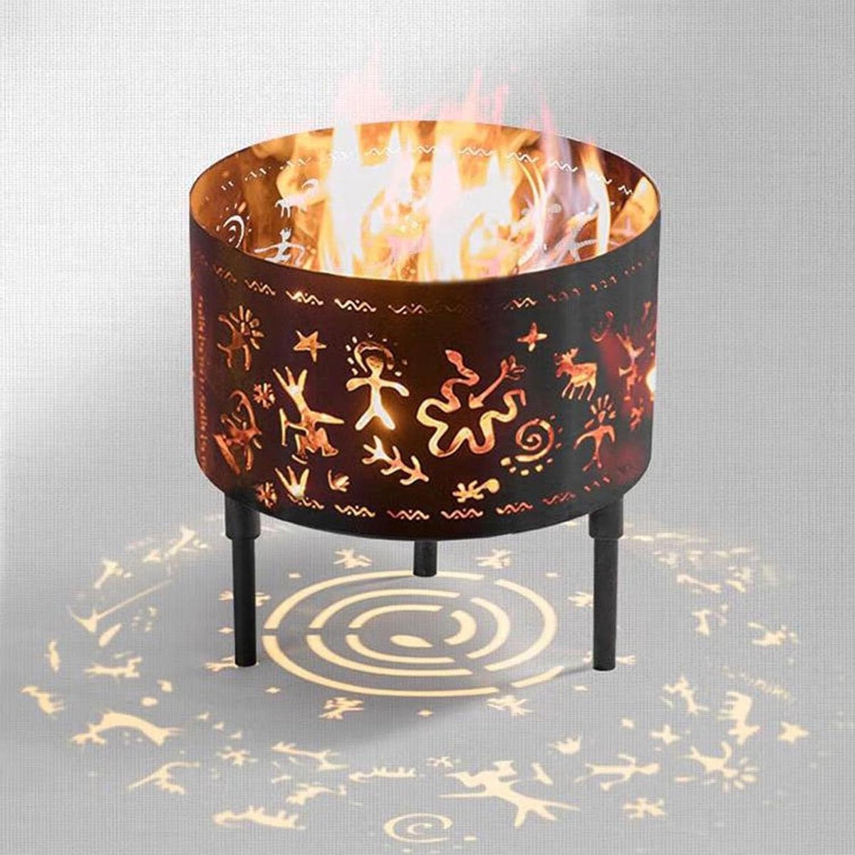 Vuurkorf Buiten - Terrashaard Tuinhaard - Gezelligheid en Warmte - Authentieke Jachtstructuur - Diameter 30-60 cm - Zwart