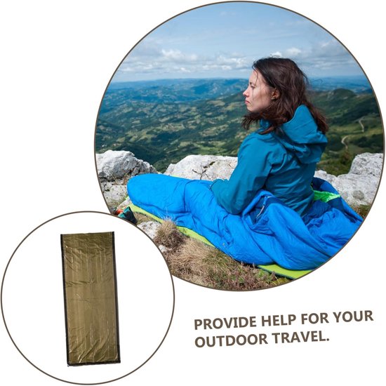 Nood Slaapzak - Thermische Bivakzak - Buiten Overleven - Compact Opvouwbaar - 37x6x6 cm - Groen — afbeelding 3