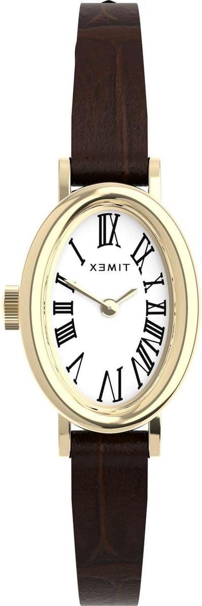 Analoge Dameshorloge - Cavatina horloge - Tijd aflezen - Klassieke ovale kast - 19mm kast - Bruin