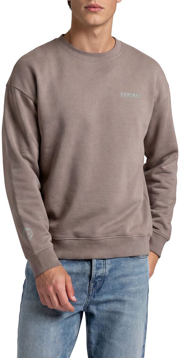 DENIMFY Heren trui DFKeno bequem Grijs 4XL Ronde Hals Volwassenen sweatshirt / sweater