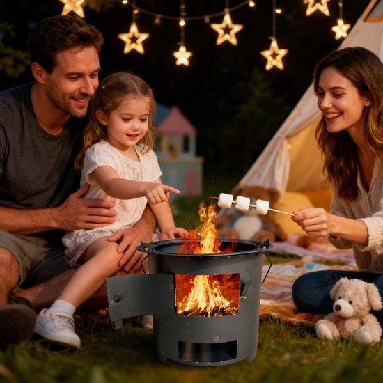 Verplaatsbare Houtkachel - Rocket Stove Outdoor Kooktoestel - Kamperen Koken - Robuuste Stalen Constructie — afbeelding 4