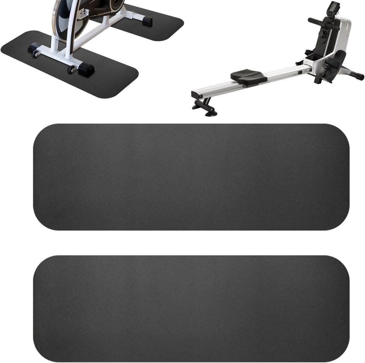 Loopbandmat - Fitnessmat Tapijt - Apparatuur Beschermen - Verbeterde Schokabsorptie - 80 x 25 cm - Zwart