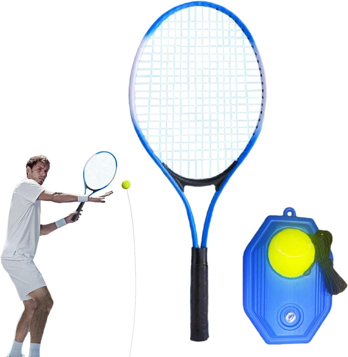 Tennis Trainer Rebound Ball - Solo Tennis Oefenbal - Tennisvaardigheden Verbeteren - Zelfstandige Training - 11 Pond - Veelkleurig
