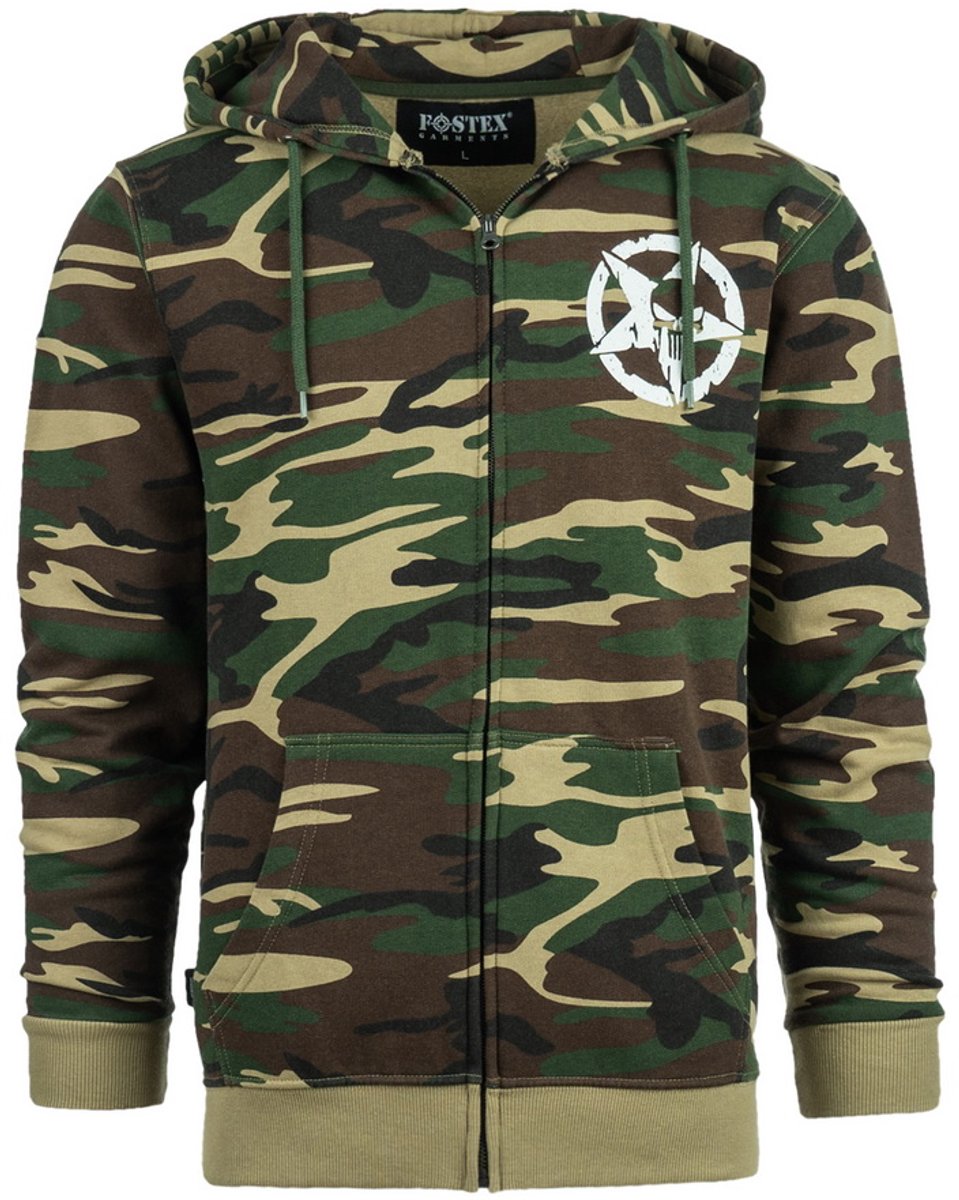 Hoodie met rits Allied Star-Punisher camo Woodland