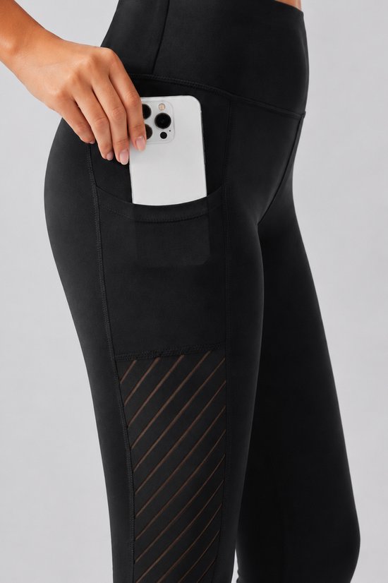 SparkNine Novawave sportlegging dames - squatproof - ademend - met zakken - S - zwart - mesh panelen - elastisch & stijvol — afbeelding 4