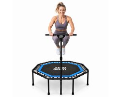 Zero Gravity Fitness-trampoline 135 cm - extra groot springvlak, ideaal voor jumping fitness - stabiele achthoekige indoor-trampoline met handgreep - hoogwaardige bungee-vering - tot 130 kg
