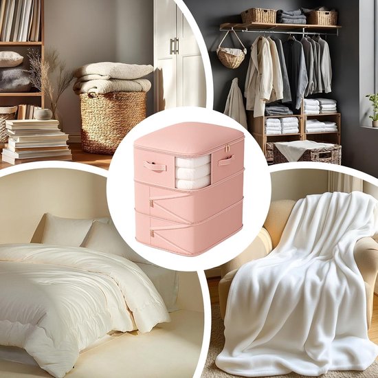 Opbergtas Dekbedden - Kleding Organizer - Ruimte Besparen - Handmatig Ontluchten - Extra Groot - Roze — afbeelding 5
