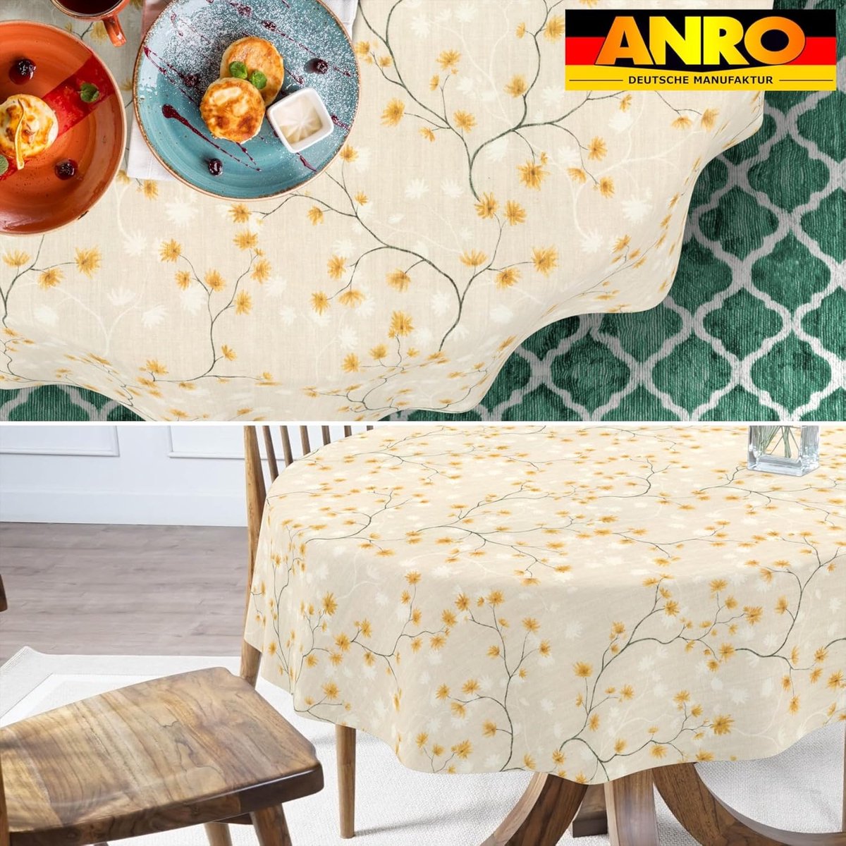 Wasbare Tafelkleed - Oliezeil Tafel - Eettafel Decoratie - Lotus Effect - 260 x 140 cm - Beige
