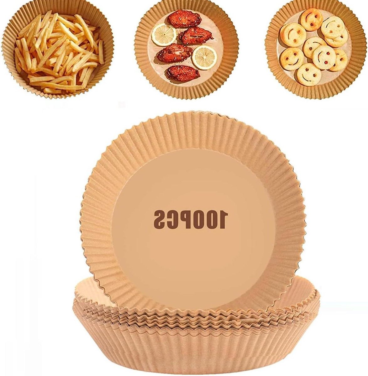 Airfryer Bakpapier - Friteuse Vellen - Gezond Bakken - Geperforeerd Ontwerp - 100 Stuks - Grijs