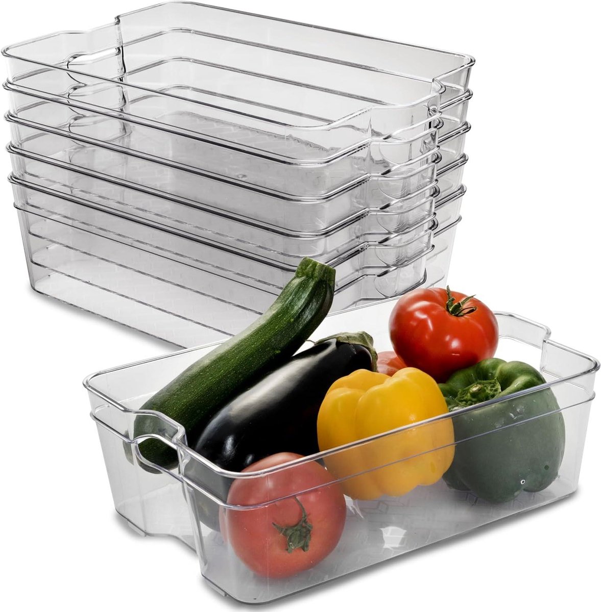 Koelkast Organizer - Opbergdozen - Keuken Ordenen - Stapelbaar met Handvat - 31 x 21 x 95 cm - Transparant
