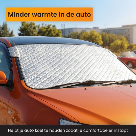 R2B Zonnescherm Auto Voorruit - 100 x 145 cm - 4 Laagse Bescherming - Geschikt als Anti-Vries Deken Auto - Zonwering Auto Voorruit - Zonwering Raam - Auto Zonnescherm van Merkloos — afbeelding 2