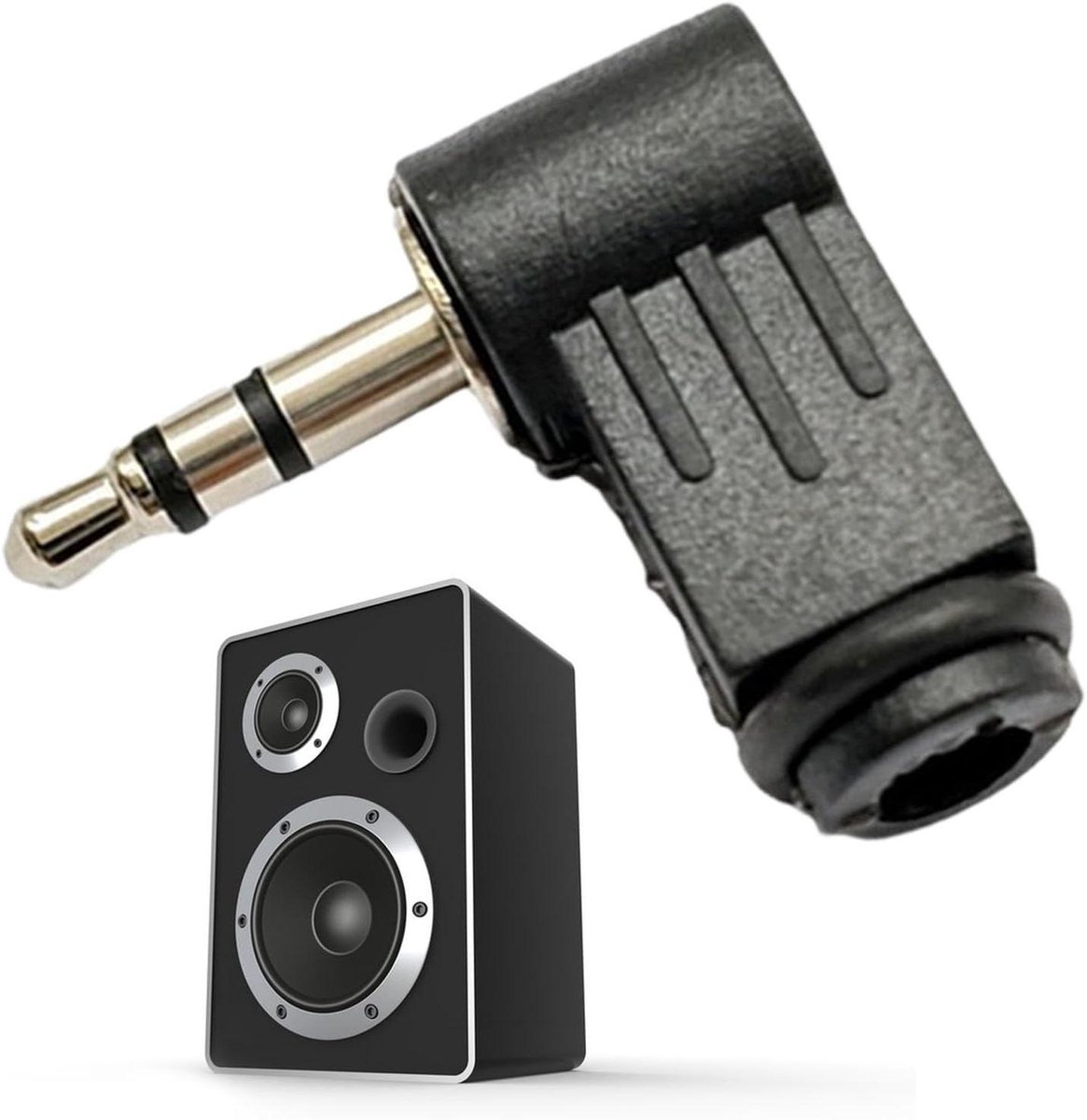 Audioconnector - Stereo adapter - Muziek luisteren - 90 graden ontwerp - 35 mm - Zwart