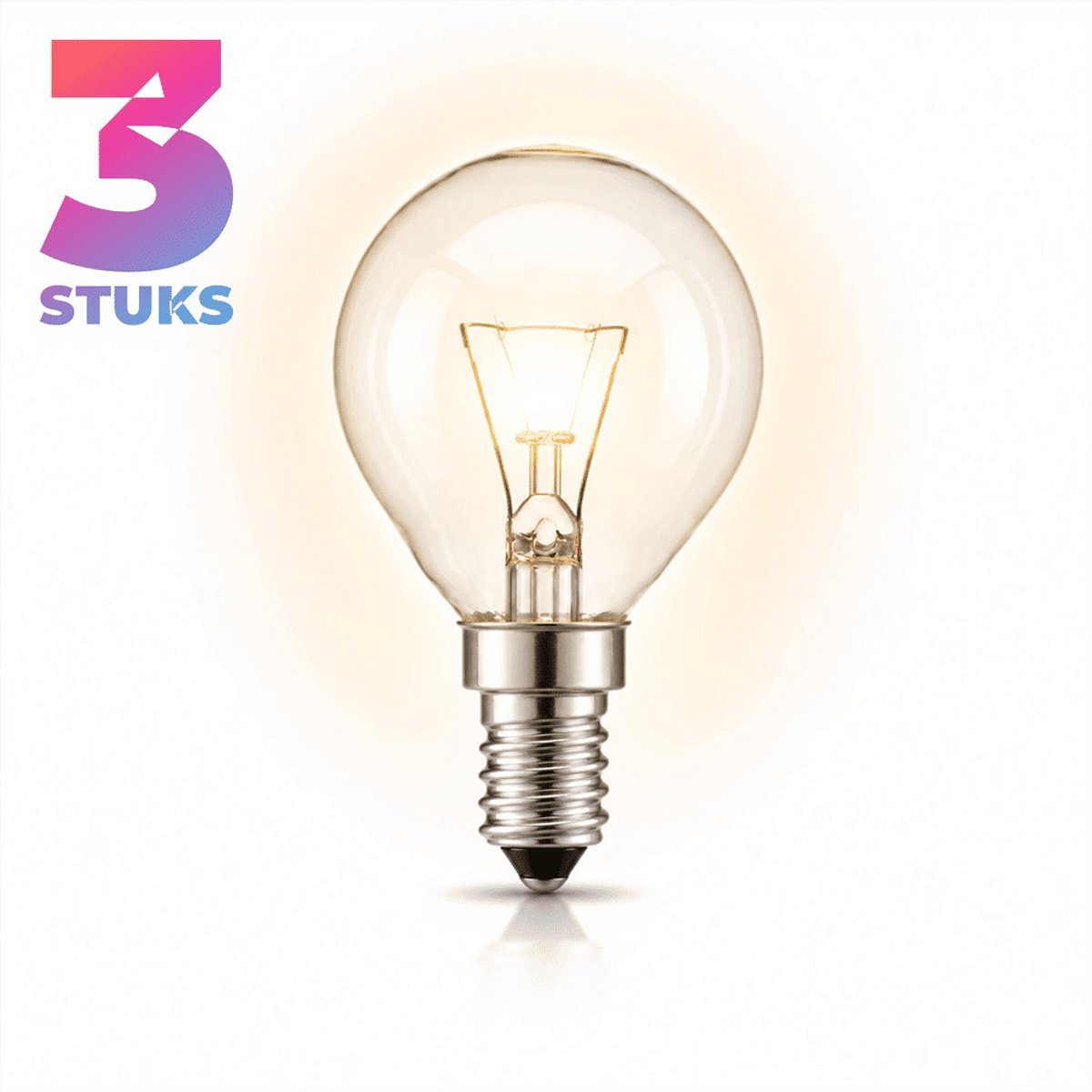 3x Kogel Gloeilamp E14 - 40W - Warm Wit Licht (2700K) - 200 lm - 1 jaar - Dimbaar - Ovenlamp max. 300 °C