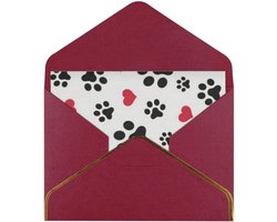 LAMAME Love Cat Paw Heart Puppy Foot Print bedrukt Groet, dank u, bruiloft en verjaardagskaart met goud bijgesneden enveloppen voor alle gelegenheden