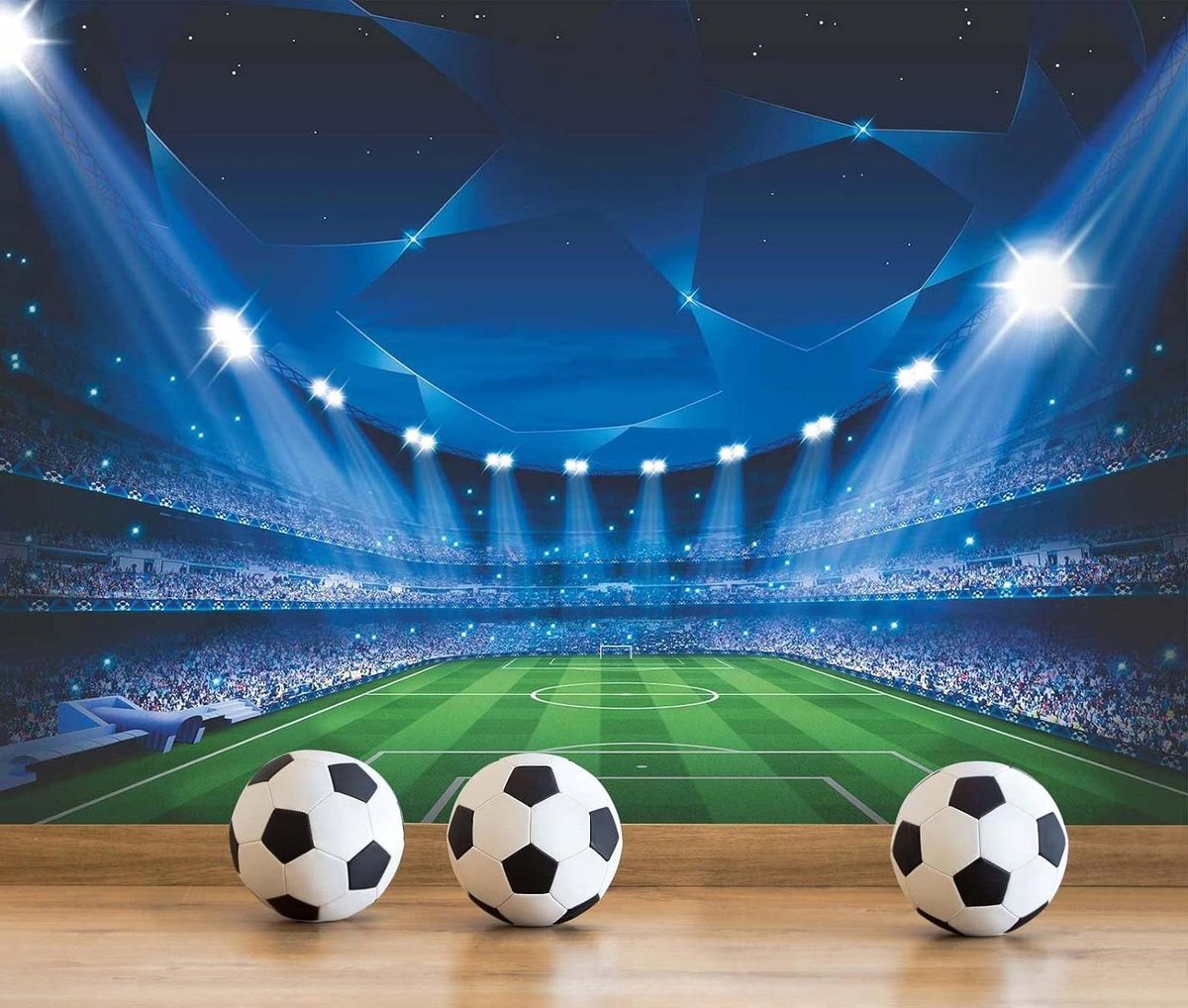 Voetbal stadion muurschildering - Grote muurdecoratie - Wanddecoratie aanbrengen - Zijde stof materiaal - 269 x 269 meter - Muurschildering