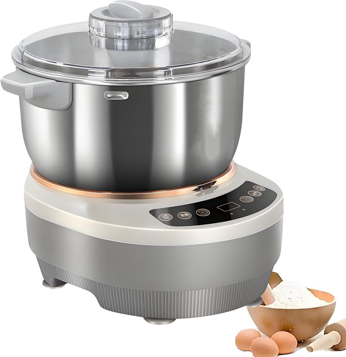 Deegmixer Met Timer - Kneedmachine Thuis - Brood Bakken - Constante Temperatuur - 5 of 7 Liter - Zilver