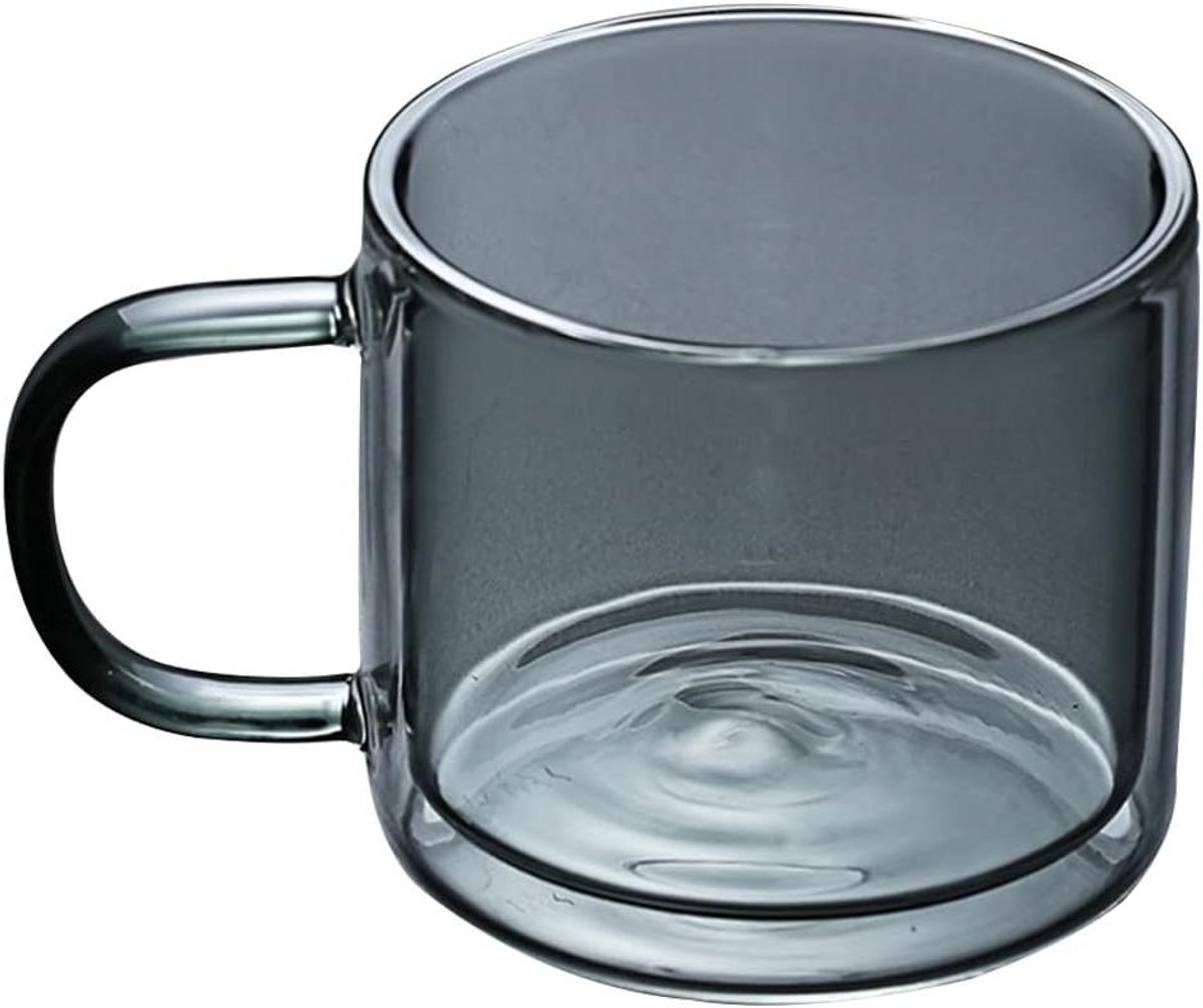 Glazen Koffiekopjes - Dubbelwandige Bekers - Warme Dranken - Geïsoleerd Ontwerp - 250 ml - Grijs