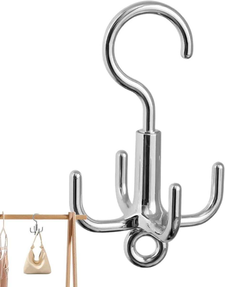Portemonneehanger Kast - Tas Hanger - Kast Organiseren - 360 Graden Draaibaar - 10 x 10 x 16 cm - Verzilverd