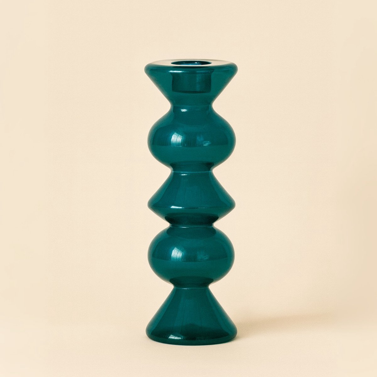 Mondgeblazen Glazen Vaas & Kaarsenhouder Totem - Teal - Ever Desi Studio