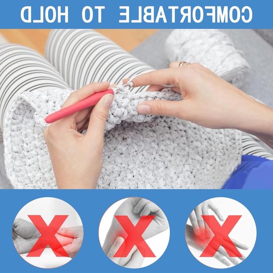 Haaknaalden Set van 7 Stuks met Ergonomisch Handvat voor Comfort en Precisie, Inclusief Maatmarkeringen - Perfect voor Beginners en Gevorderden in Haken en Breien — afbeelding 2