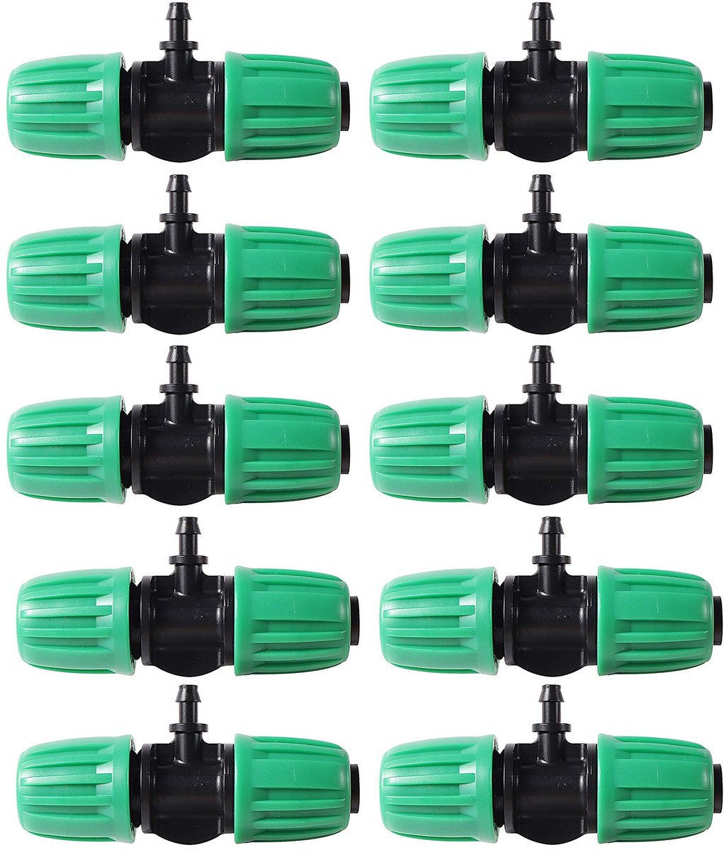 Dailygoody - Barbed Tee - Irrigatie Connector - Anti-Drop Ontwerp - 10 Stuks - 1/2 Inch naar 1/4 Inch - Geschikt voor Drip Systemen - Hoogwaardige Kwa..