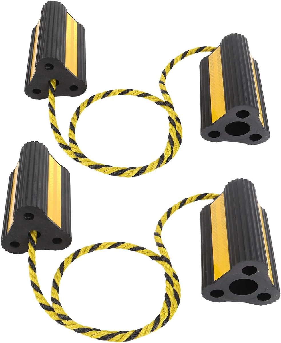 Zware Wielkeggen - Antislip Chocks - Voertuig Beveiligen - Reflecterende Strips - 4-pack - Zwart