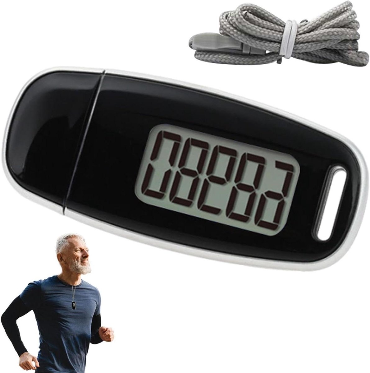 Stappenteller - Activiteitstracker Pedometer - Gezondheid bijhouden - Triaxiale sensortechnologie - 99.999 stappen - Zwart