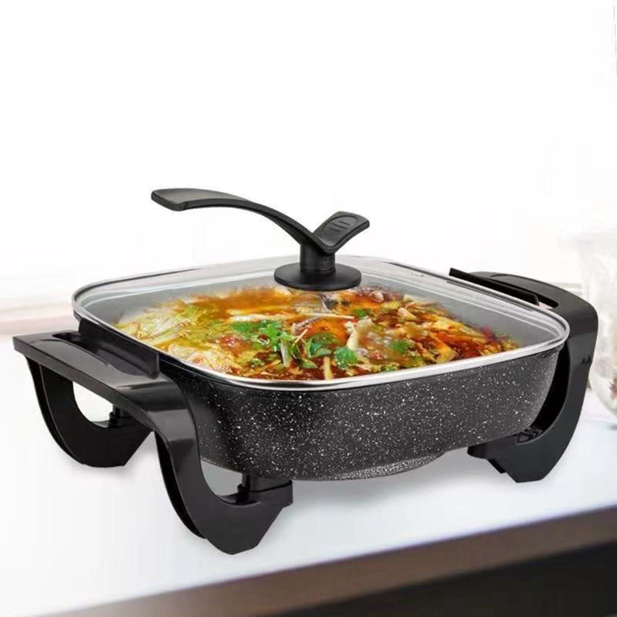 Elektrische braadpan - Multifunctionele pot - Snel maaltijden bereiden - Antiaanbaklaag - 6 Liter - Zwart