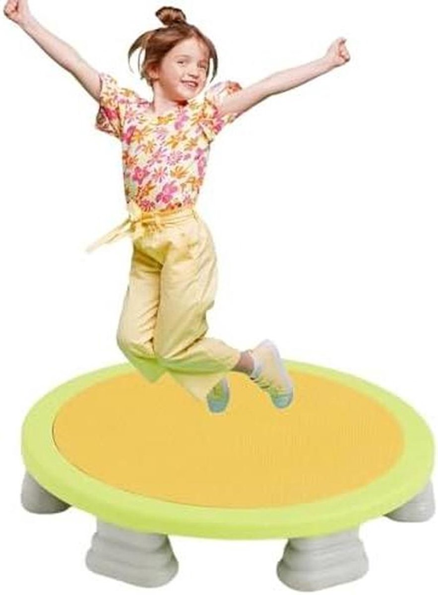 Mini Trampoline Kinderen - Springplank Peuters - Sensorische Training - EVA Bungee Systeem - 63.5 cm - Geel
