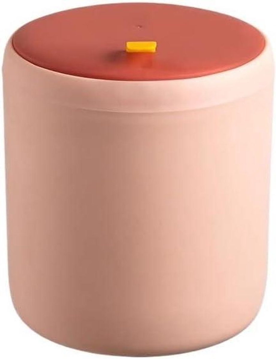 Mini Prullenbak - Afvalbak Desktop - Bureau Opruimen - Drukknop Deksel - 15.5 cm Hoog - Roze