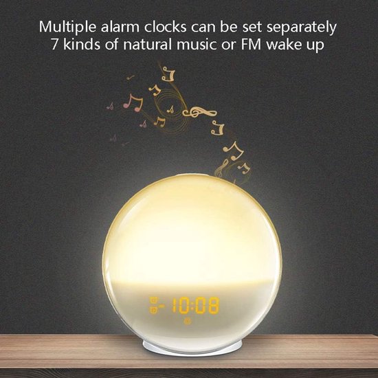 Wake-up Light Alarm Clock - Sunrise Lamp - Rustig Wakker Worden - Simuleert Zonsopgang en Zonsondergang van Wake-up Light — afbeelding 3