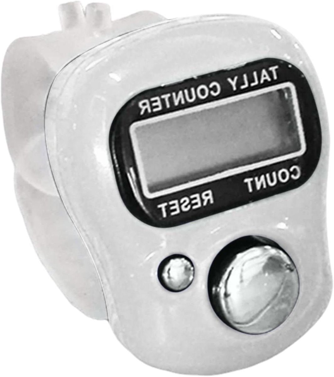 Vingerteller Elektronisch - Handteller Klikker - Sport Evenementen Tellen - Verstelbare Lus - 20 x 6 x 2 cm - Wit