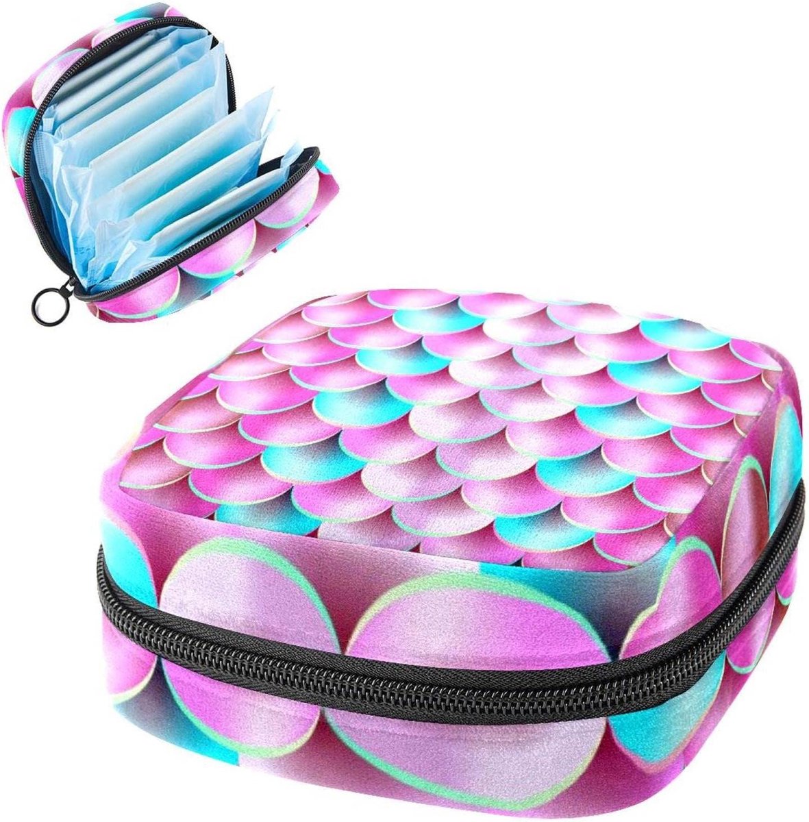 Periode Tasje - Maandverband Opberger - Intieme Hygiëne - Zacht Pluche Materiaal - 17 x 17 x 12 cm - Meerkleurig