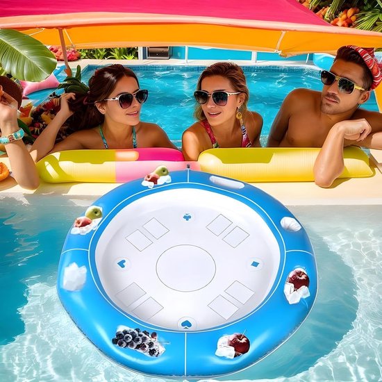 Drijvende Speeltafel - Pooltafel met Drankhouder - Waterentertainment - Geïntegreerde Drankkoeling - Diameter 100 cm - Circulair — afbeelding 4