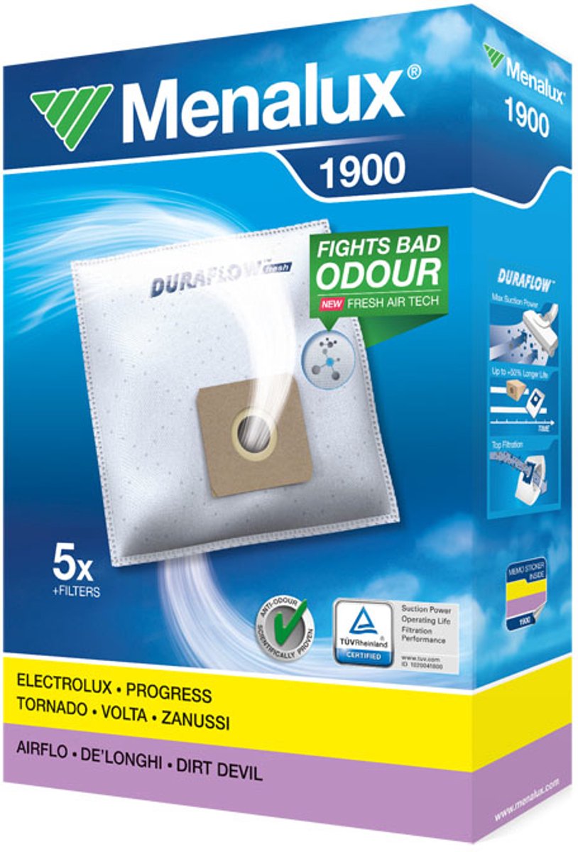 ELECTROLUX - STOFZUIGERZAK 1900 5 STUKS + 1 FILTER - 9001961276