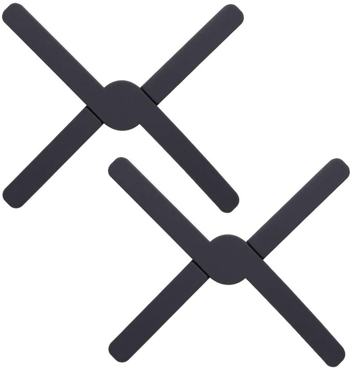 TOVBMUP Pannenonderzetter - Pannenrooster - Pan onderzetter - Opvouwbare Siliconen pannenonderzetter - Opvouwbaar - Zwart - 2 stuks