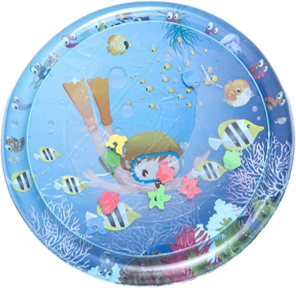 Baby watermat - Buikligmat Speelmat - Babyontwikkeling Stimuleren - Levendige Zeedierenprints - 80 cm diameter - Meerkleurig