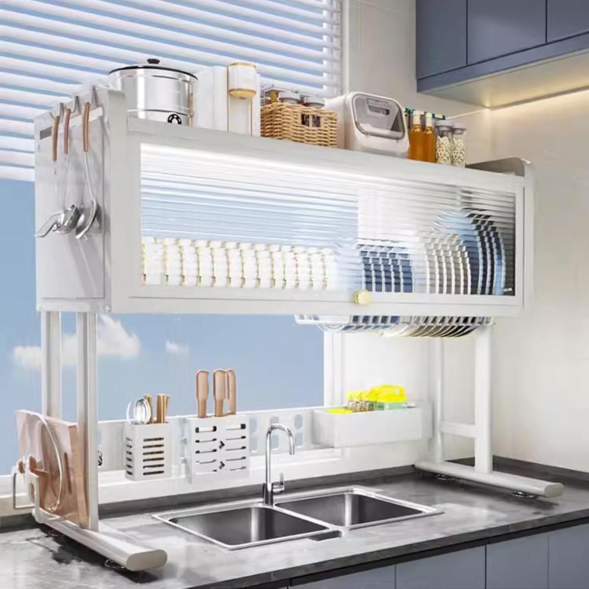 Afdruiprek Boven Gootsteen - Keuken Organizer - Keuken Opruimen - Ruimtebesparend Ontwerp - 65-105 cm Lengte - Zwart